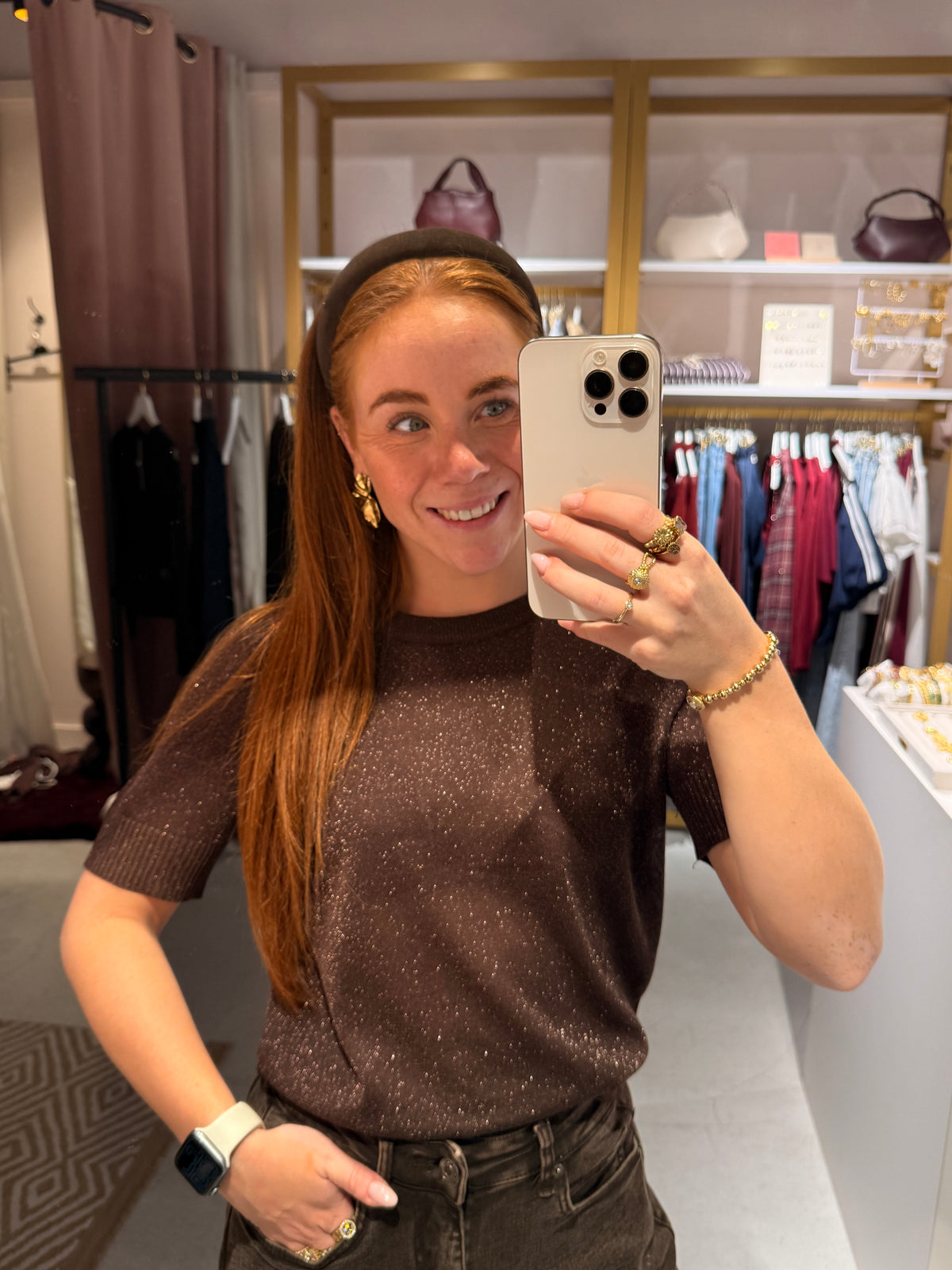 Brown glitter top
