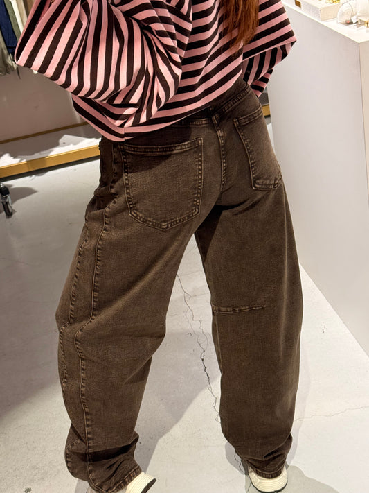 Barrel jeans dark brown