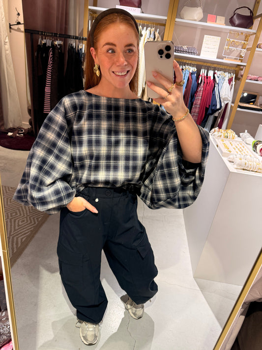Top Annemarie check navy