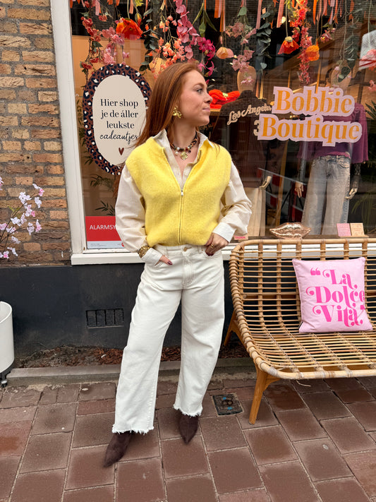 Yellow zip gilet alpaca