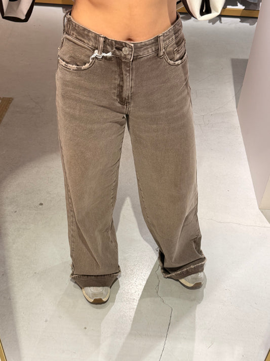 Wide leg jeans taupe