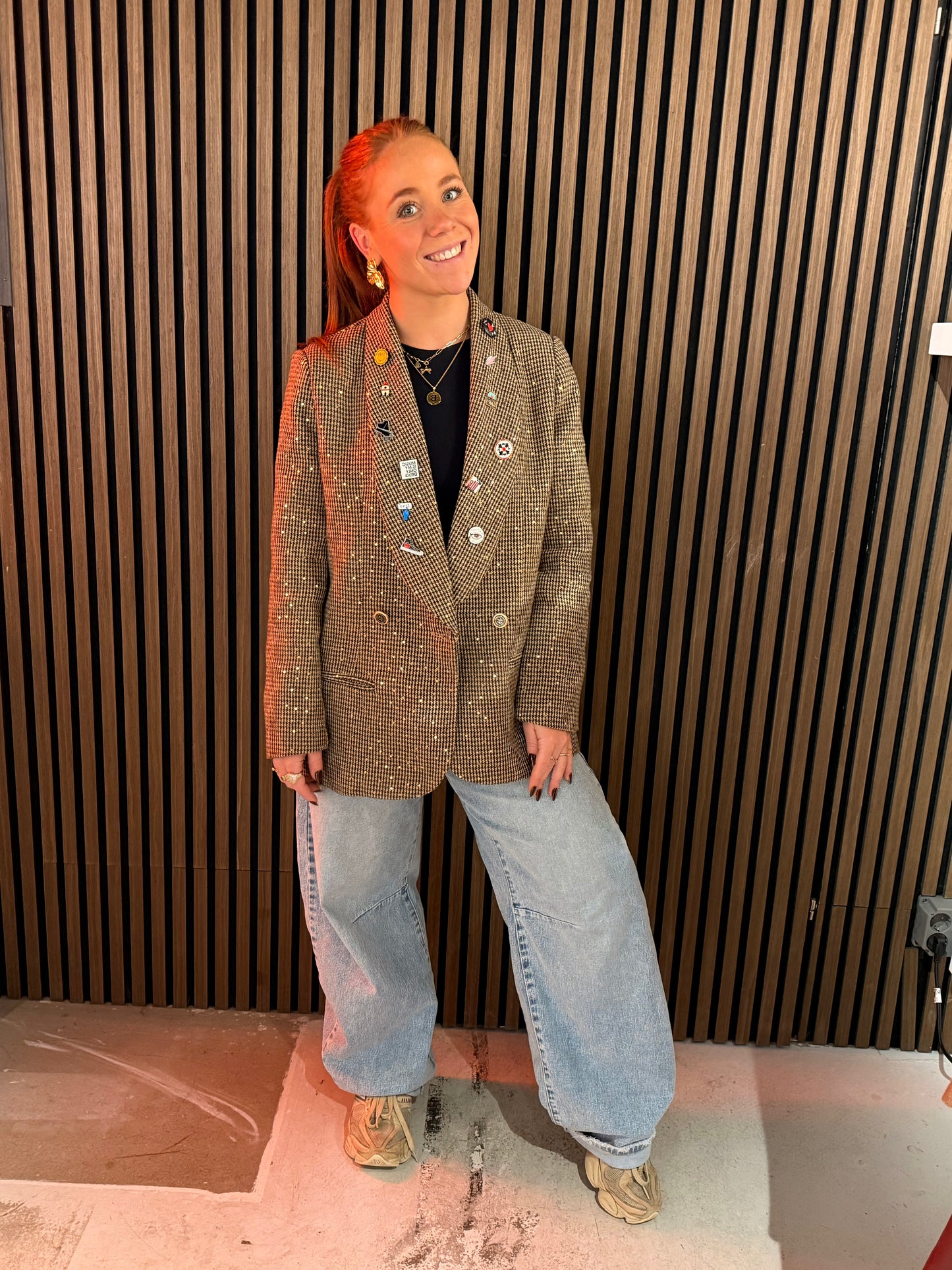 Pailetten blazer brown