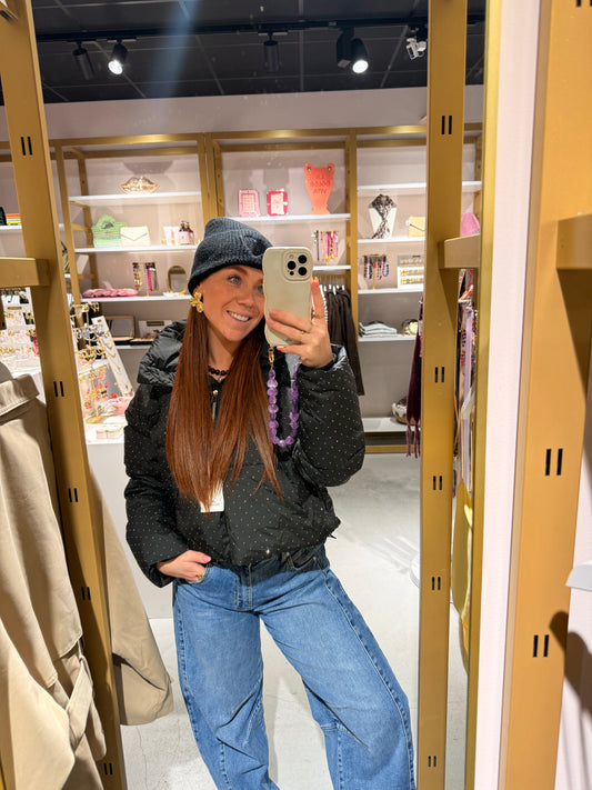 cropped puffer jacket strass