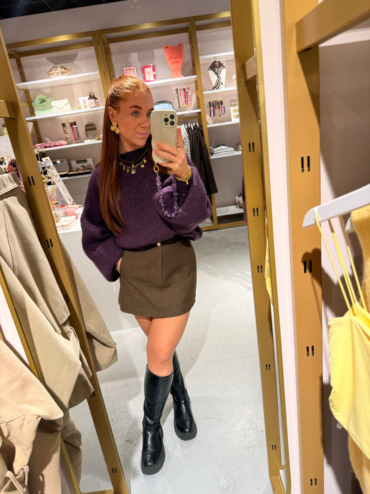 Light brown denim skort