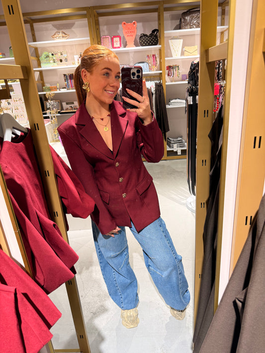 Burgundy blazer getailleerd