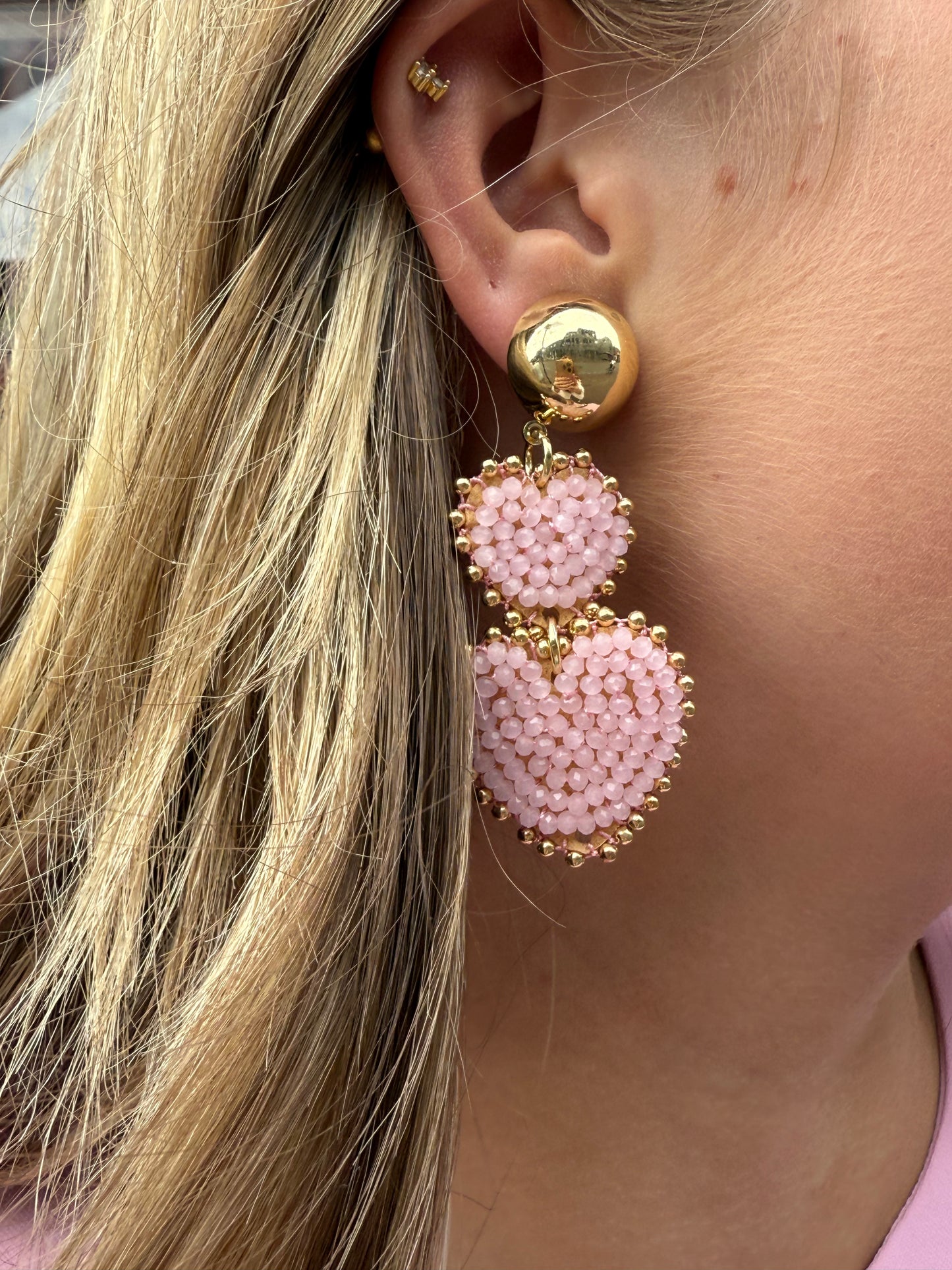 Oorbellen hartjes roze