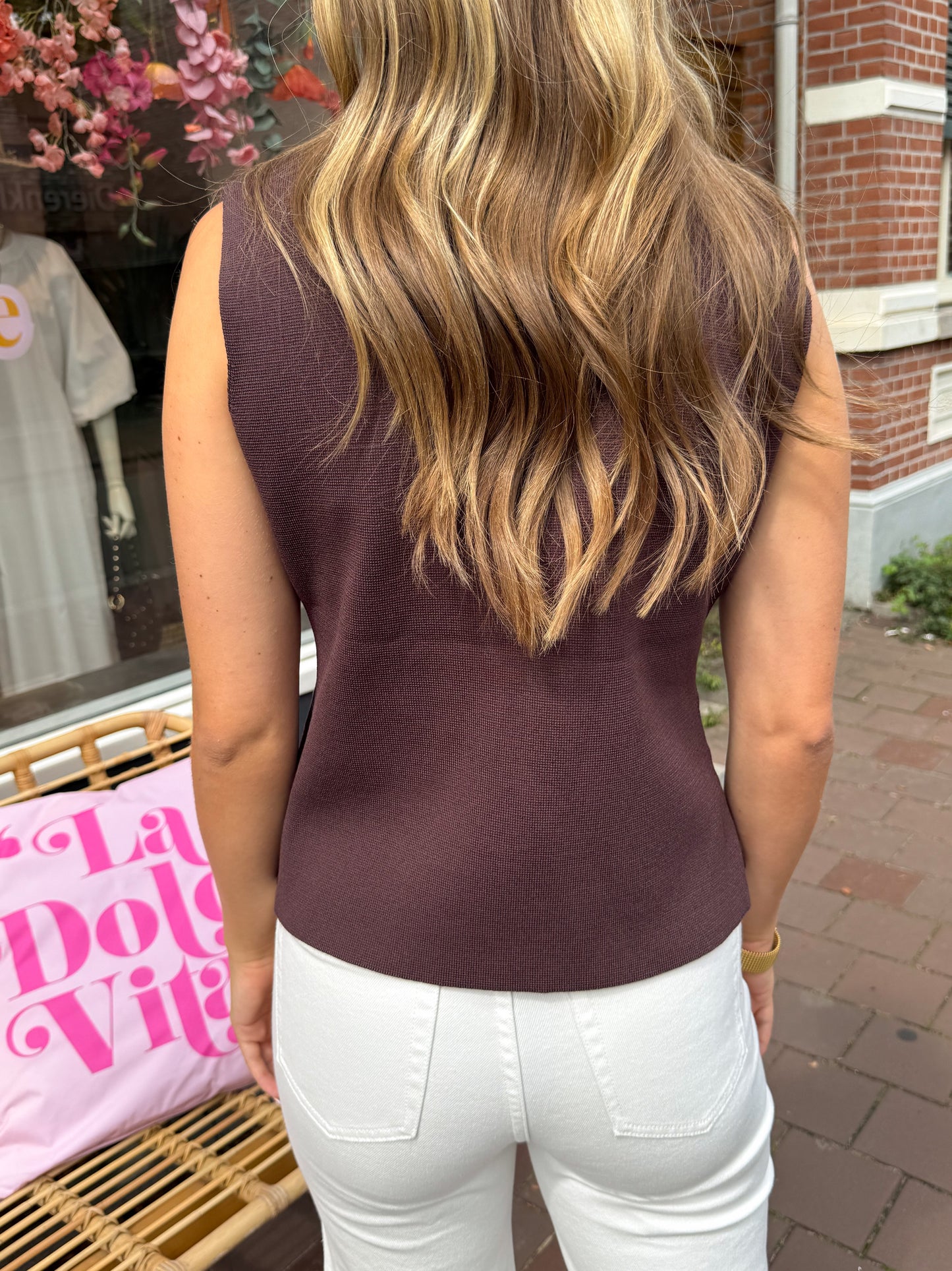 Gebreid gilet choco