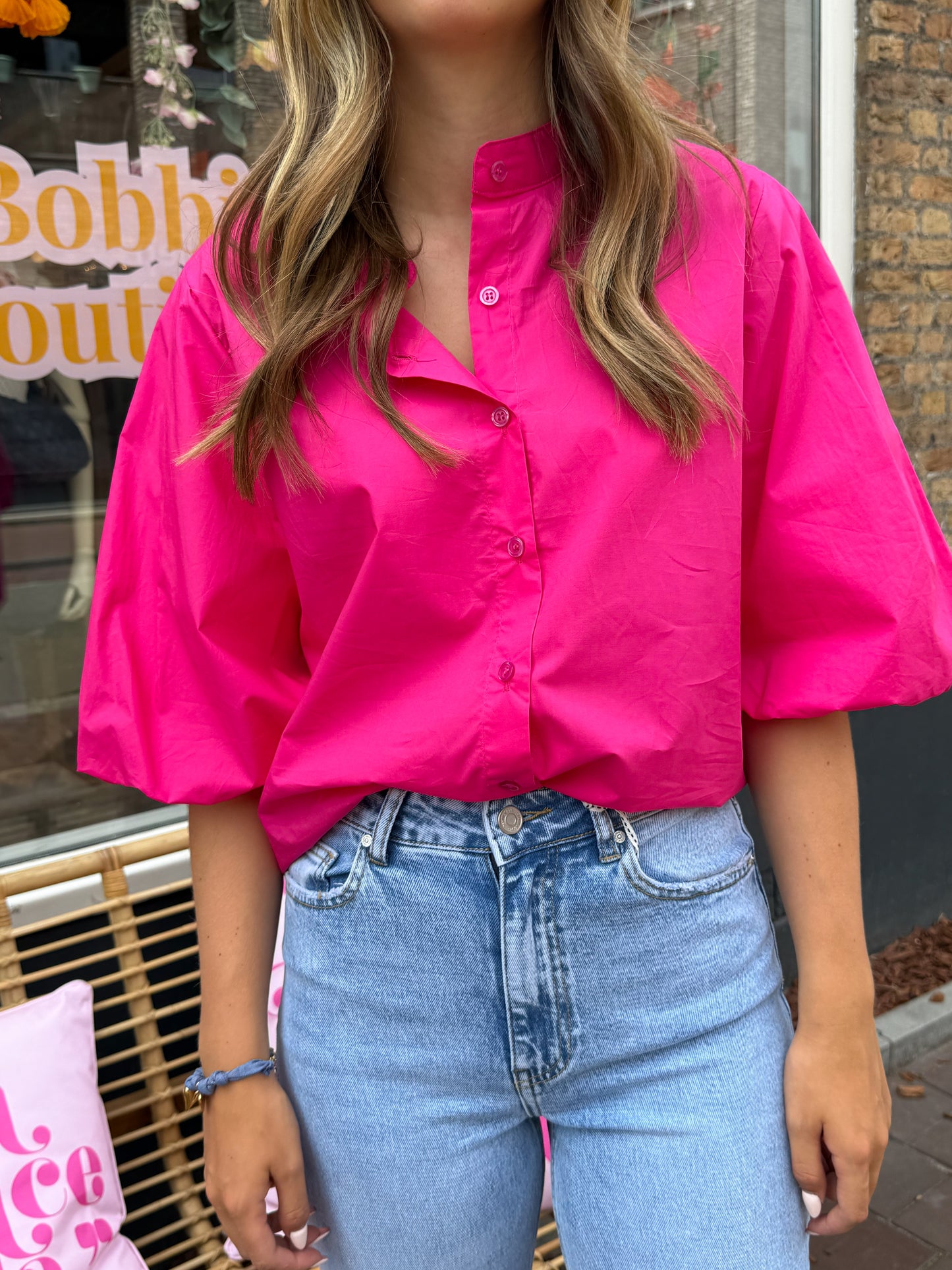 Ballon blouse fuchsia