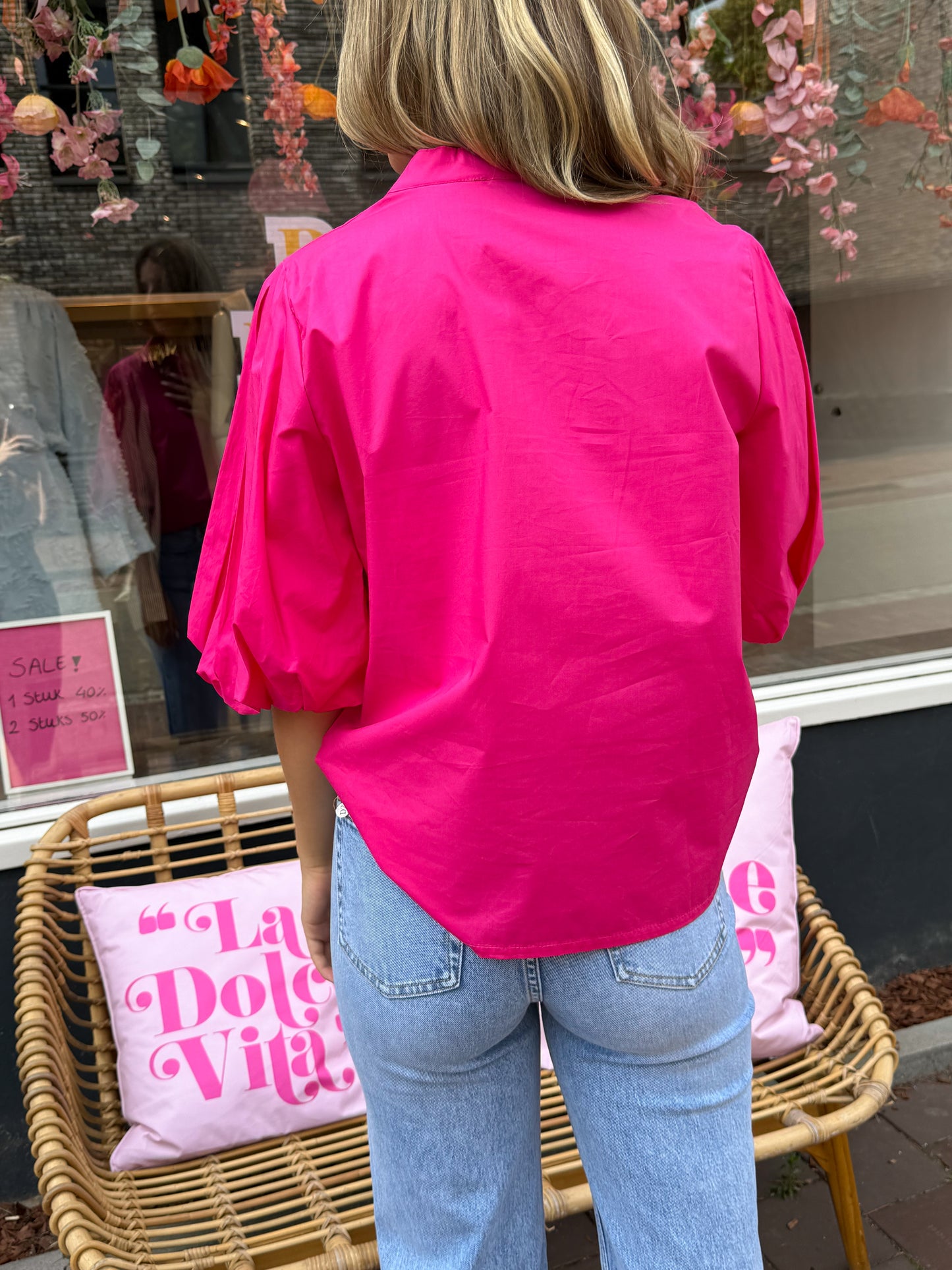 Ballon blouse fuchsia