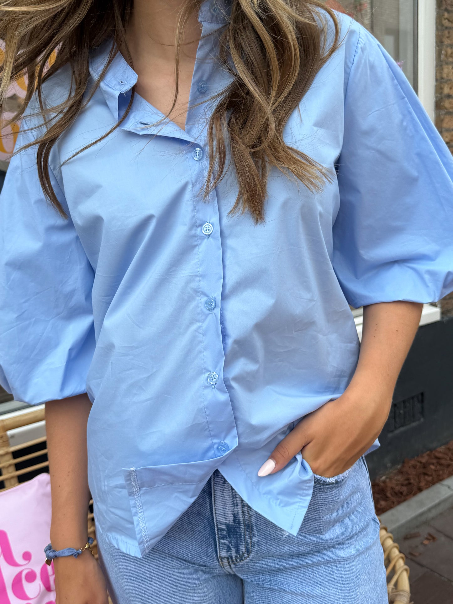 Ballon blouse lichtblauw