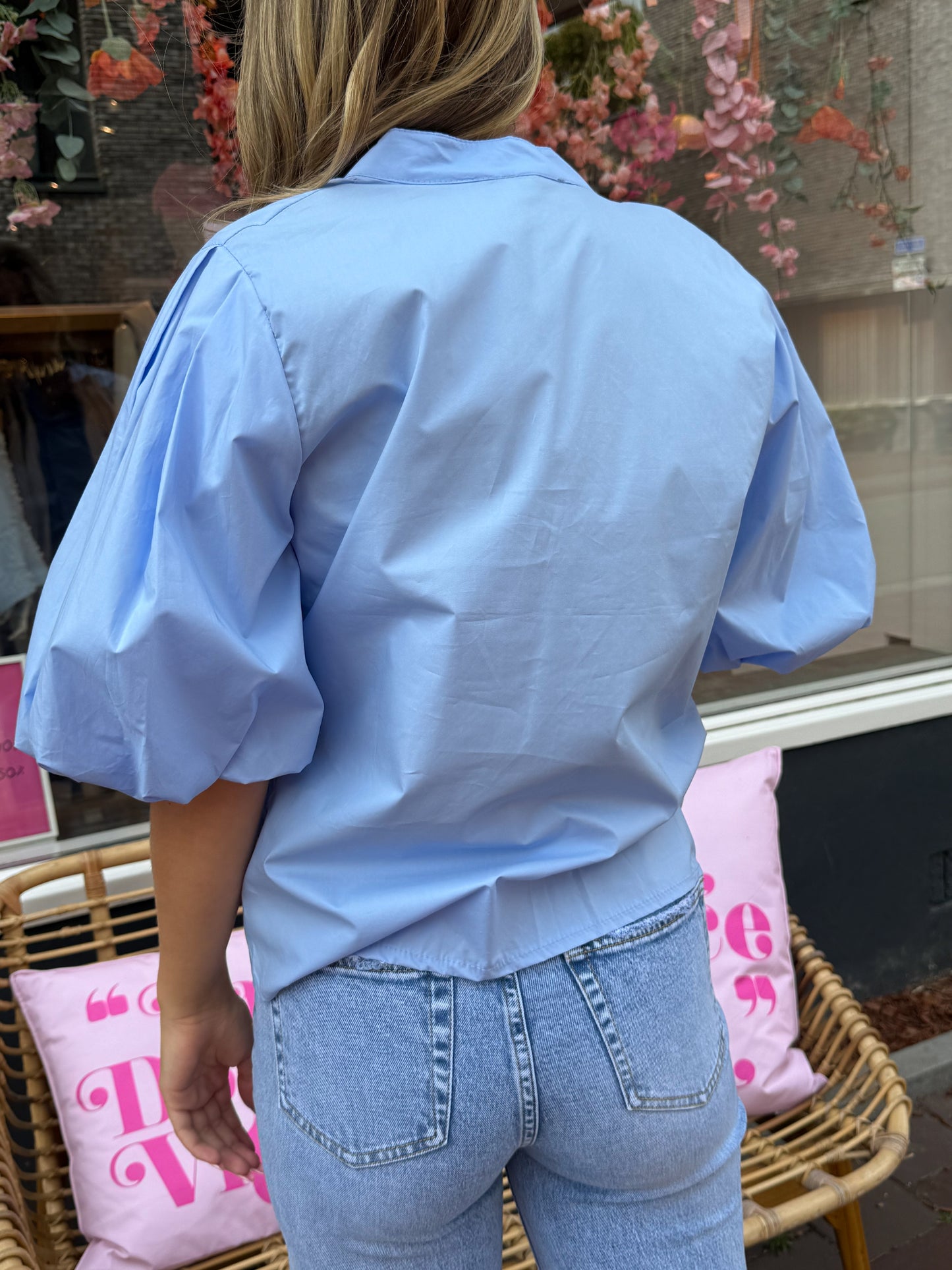 Ballon blouse lichtblauw