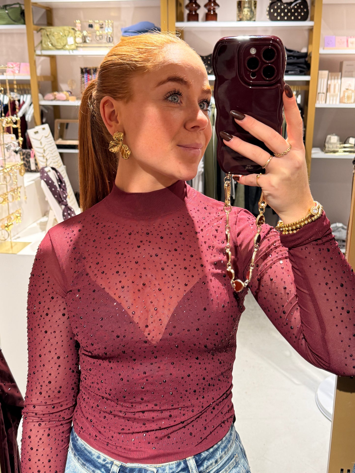 Sparkle mesh body burgundy