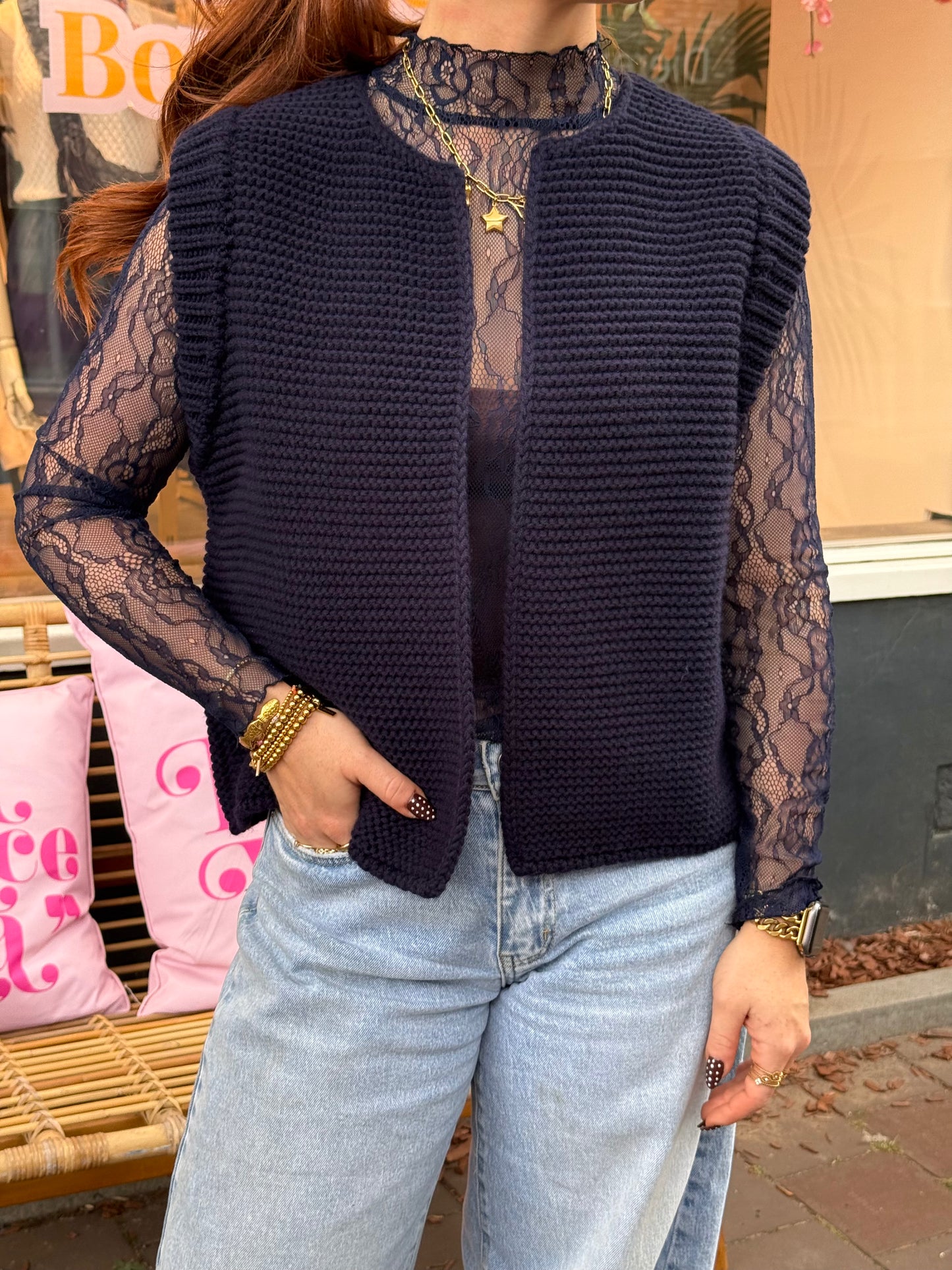 Lace top blue