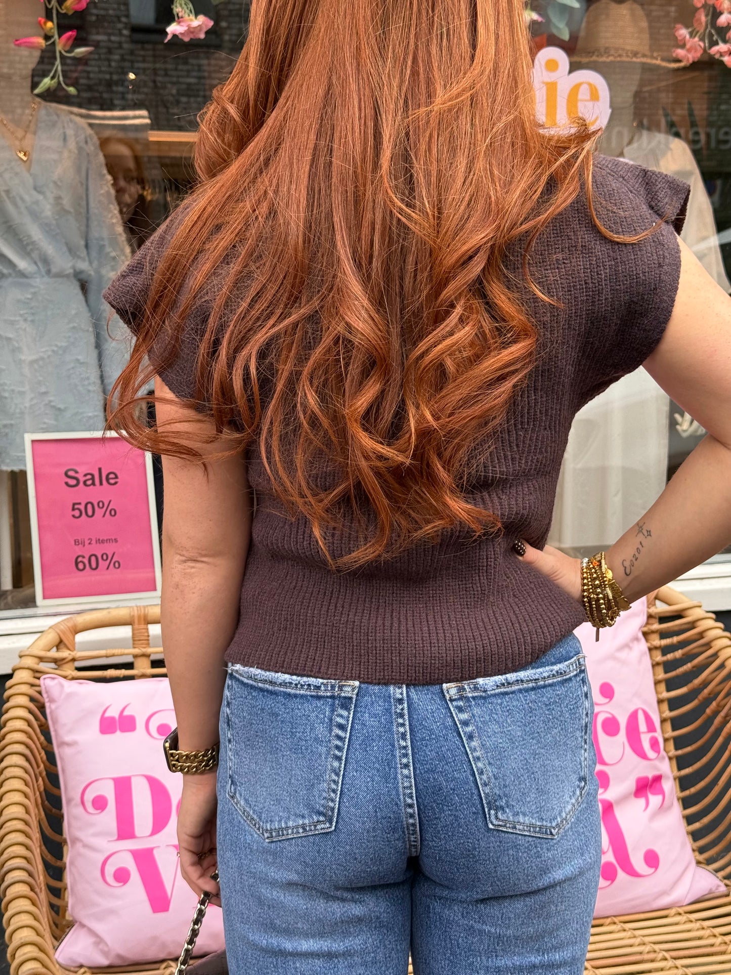 Gebreide top brown