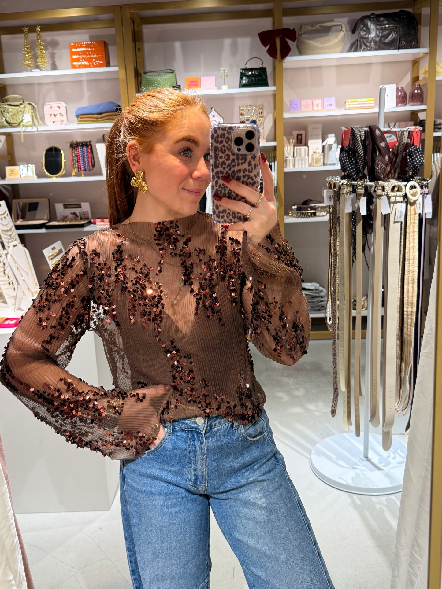Subtle sequin mesh top