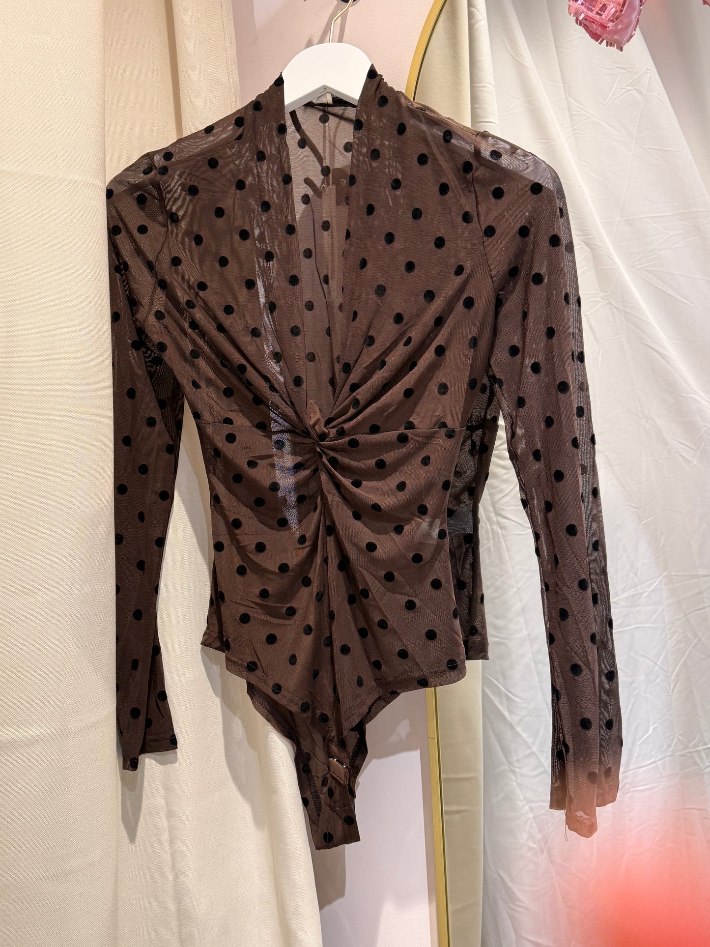 Polkadot mesh body brown