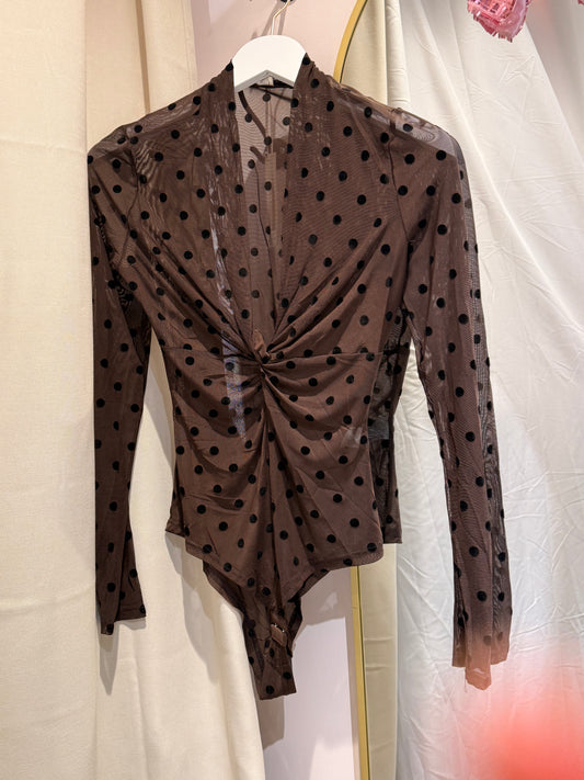 Polkadot mesh body brown