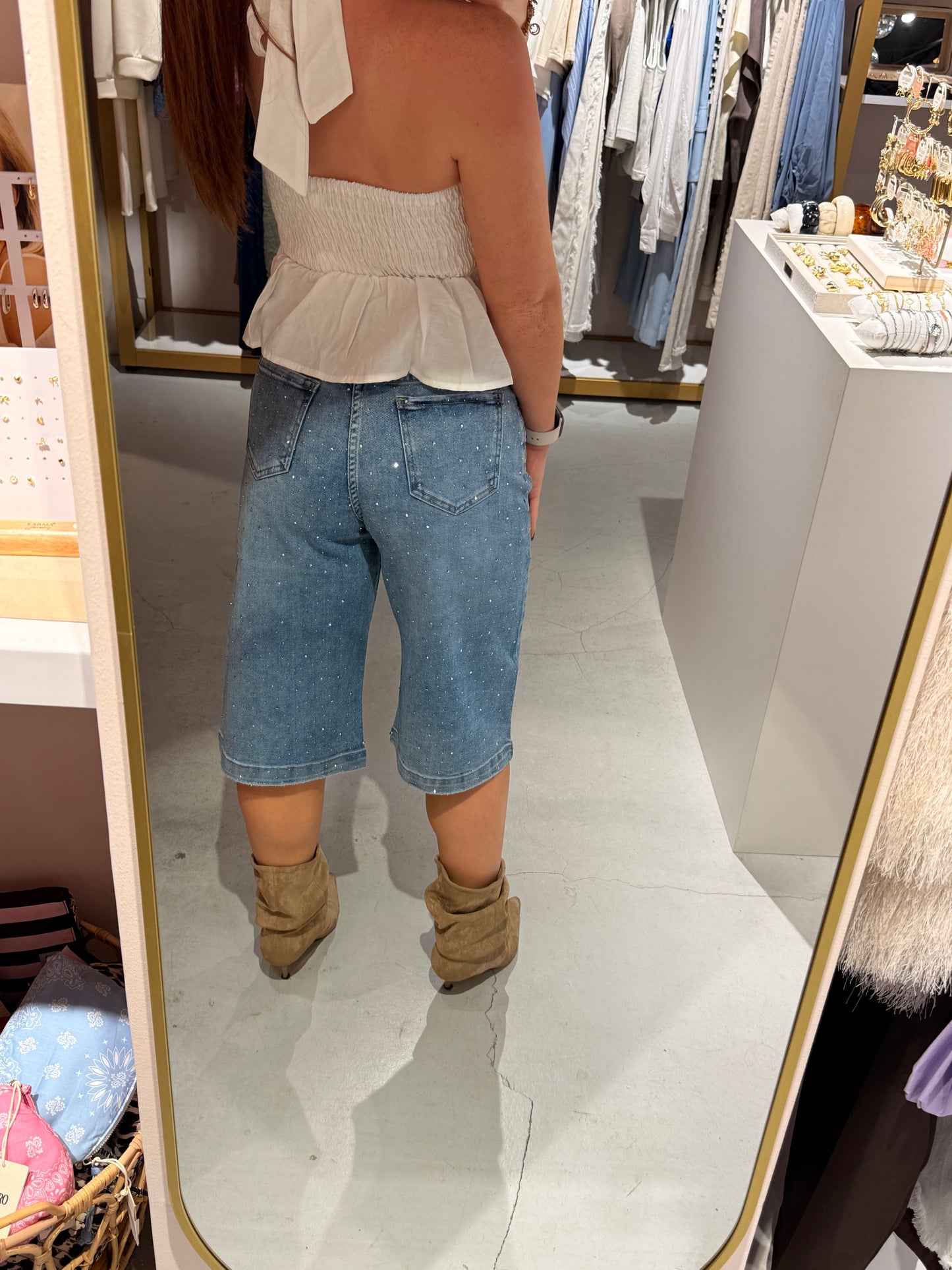 Denim studs jort