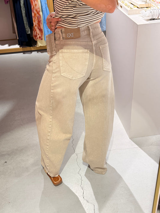 Barrel jeans beige
