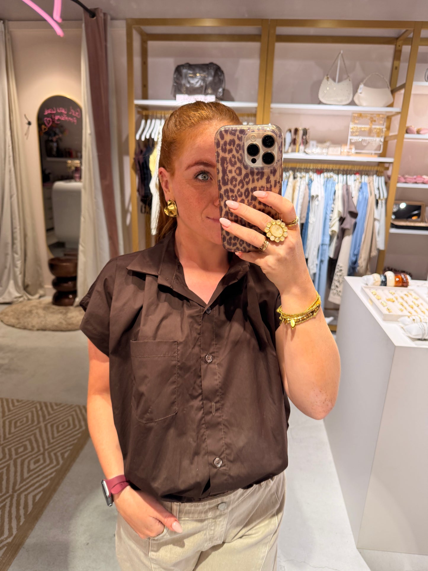 Ballon blouse brown