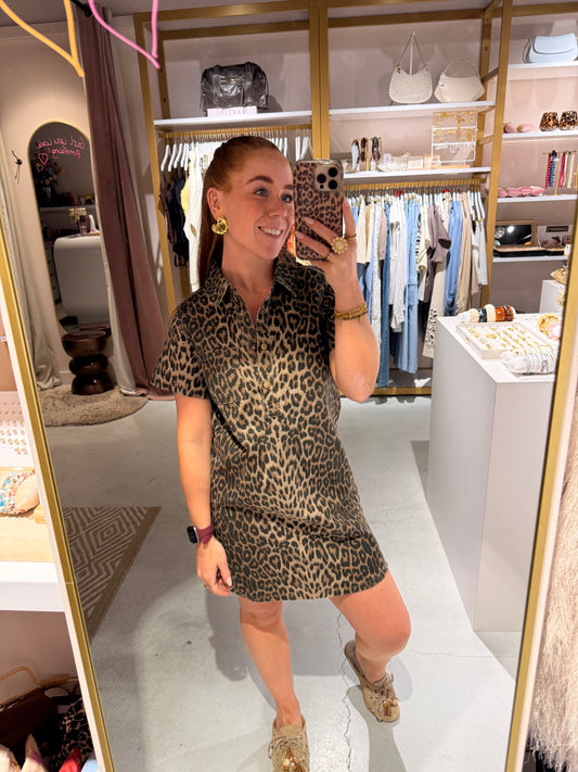 Leopard denim dress