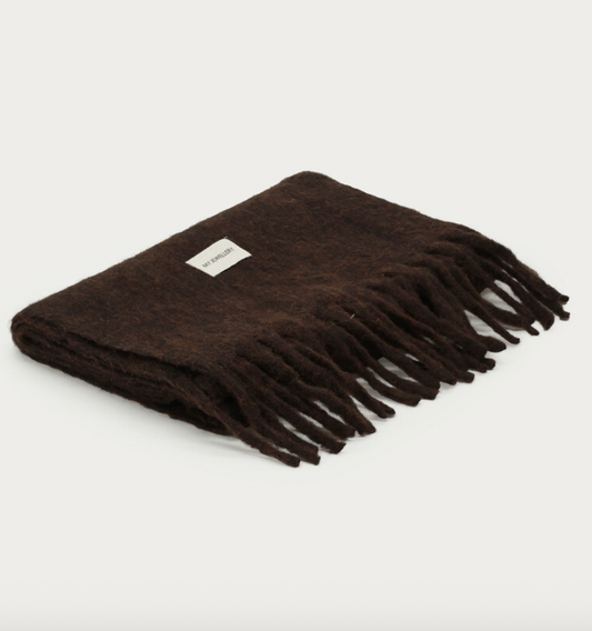 Bruine sjaal met franjes