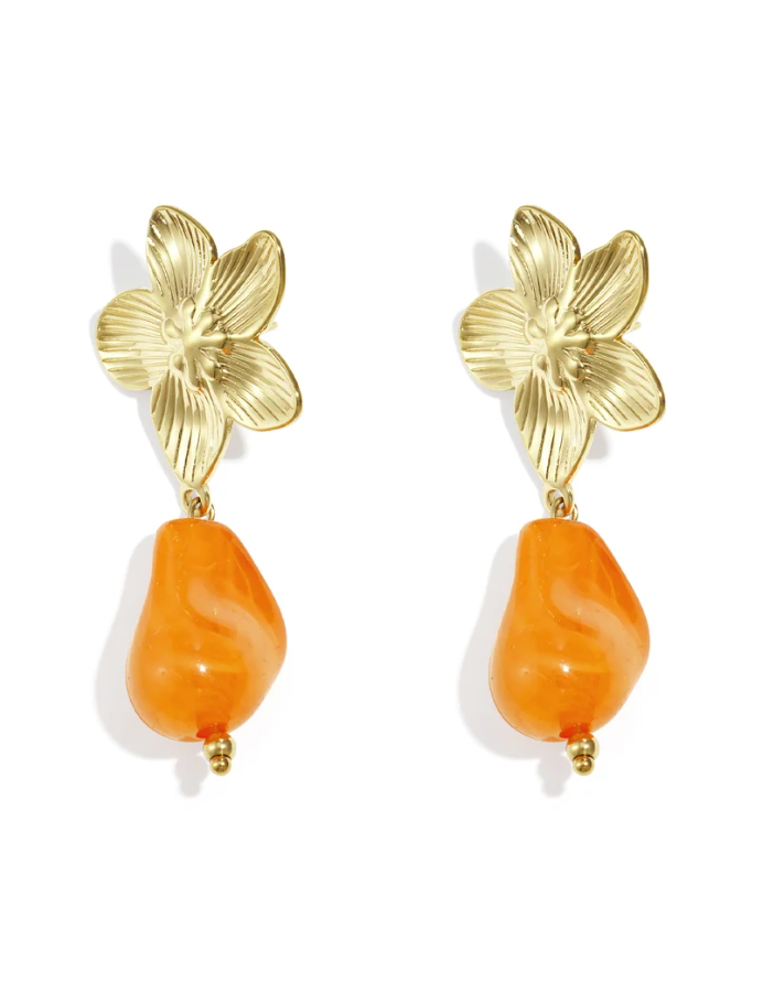 Oorbellen bloem oranje