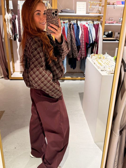 Check jacket bordeaux