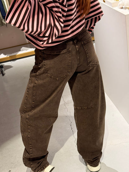 Barrel jeans dark brown