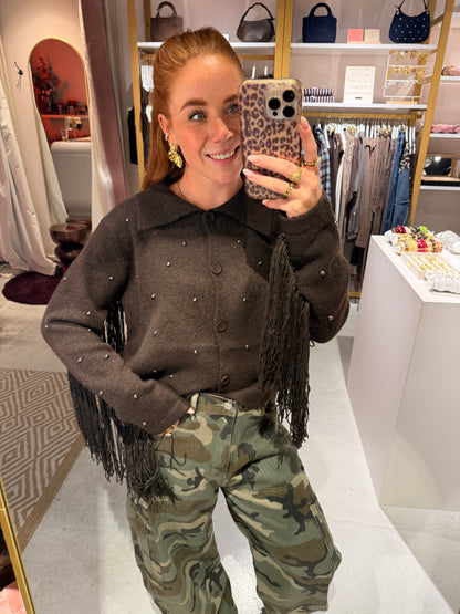 Fringes trui brown