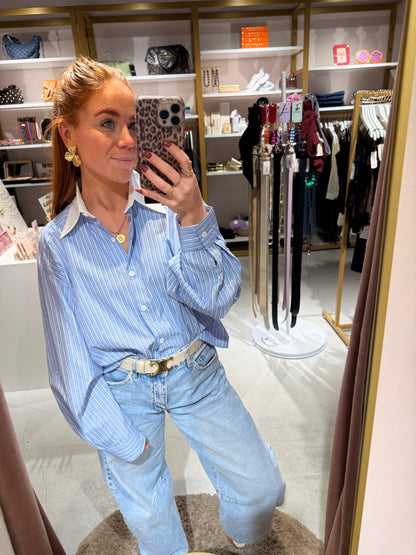 Blouse pinstripe strass