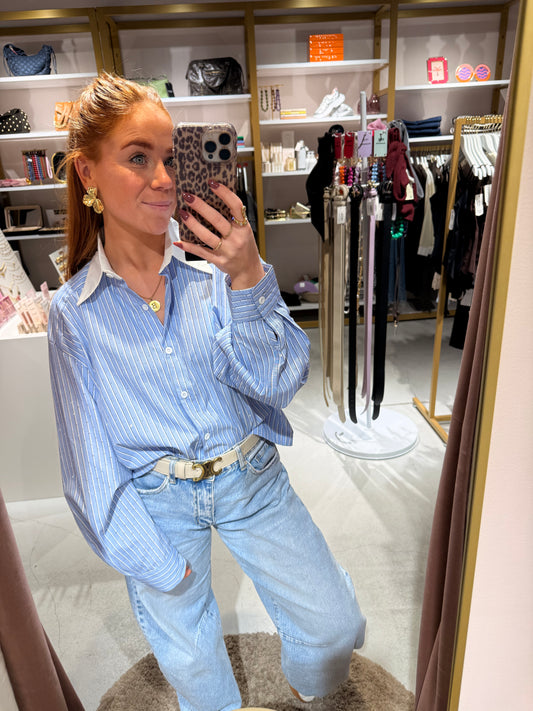 Blouse pinstripe strass