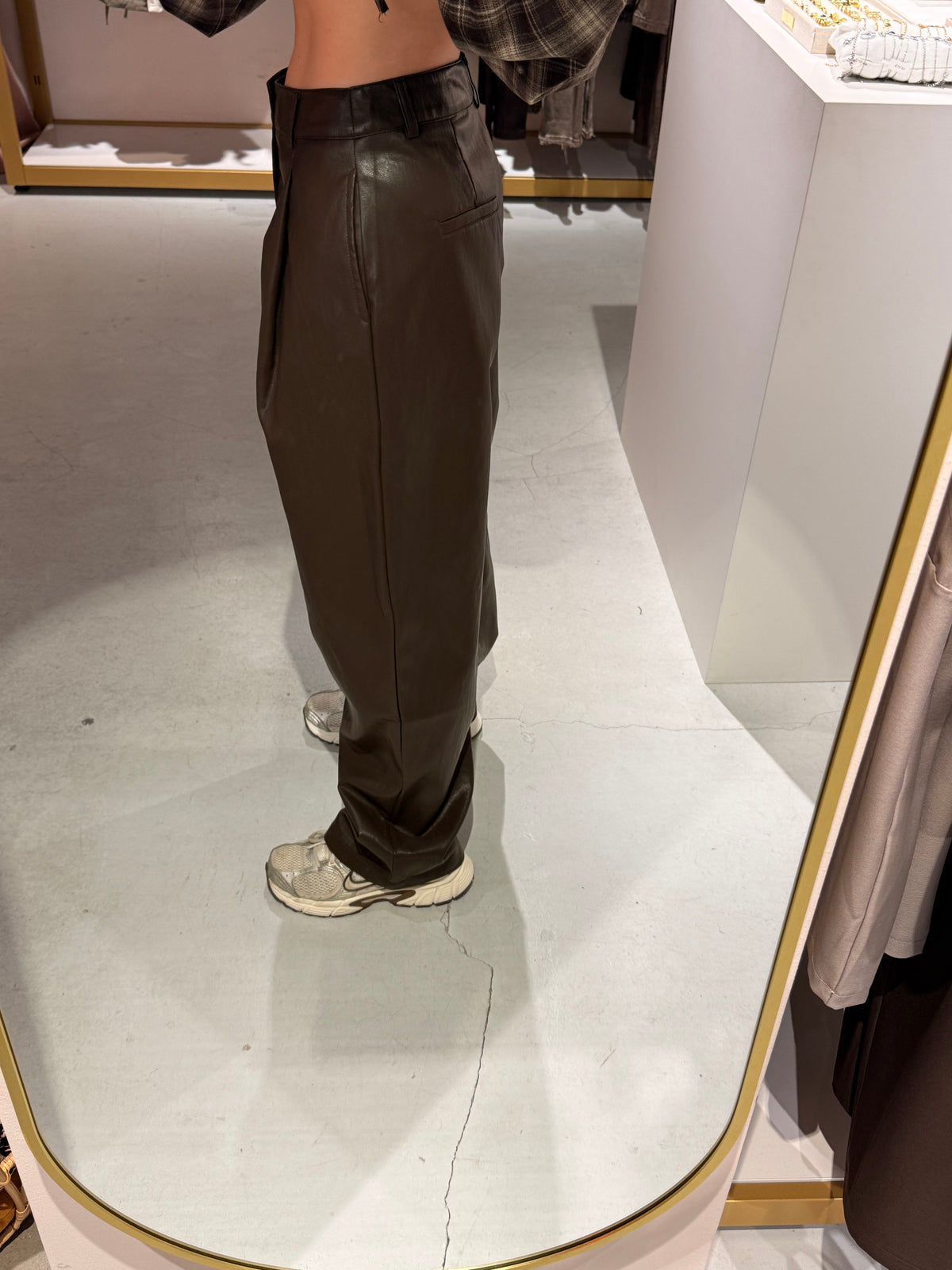 Straight leather pants brown