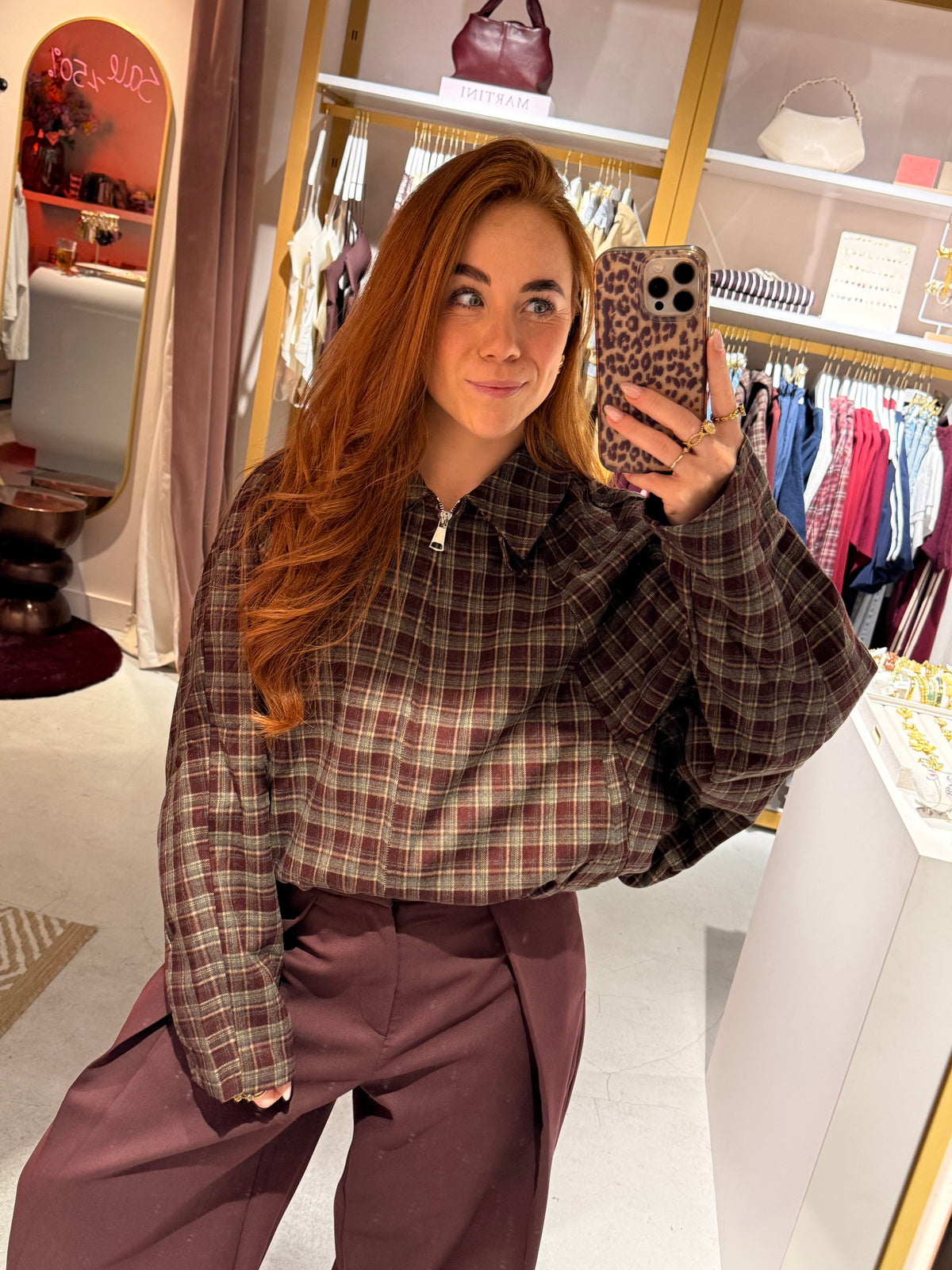 Check jacket bordeaux