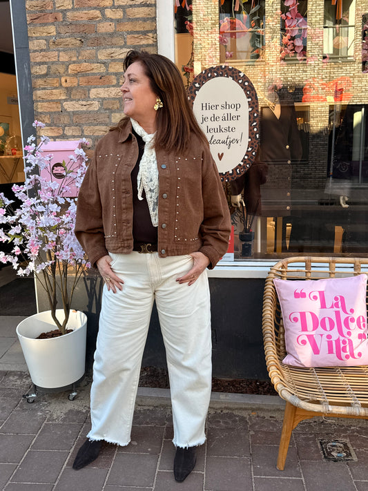 Mid waist barrel jeans wit