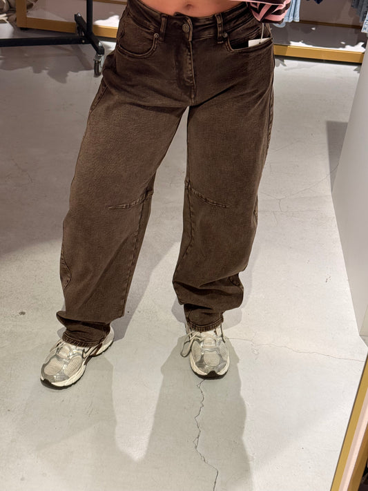 Barrel jeans dark brown