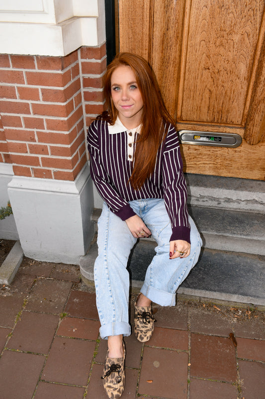 Stripe sweat burgundy