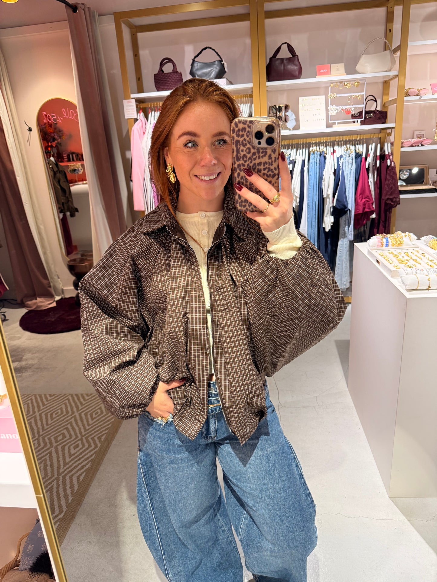 Check jacket brown