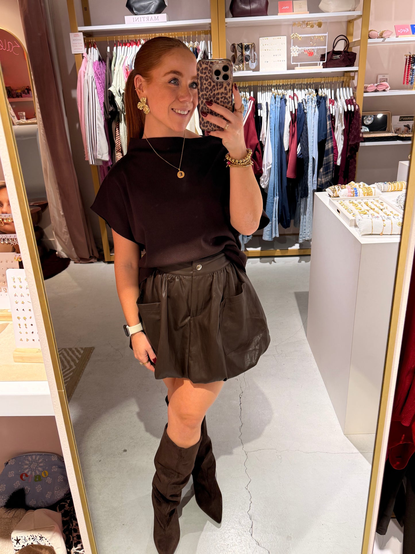 Leather ballonrokje