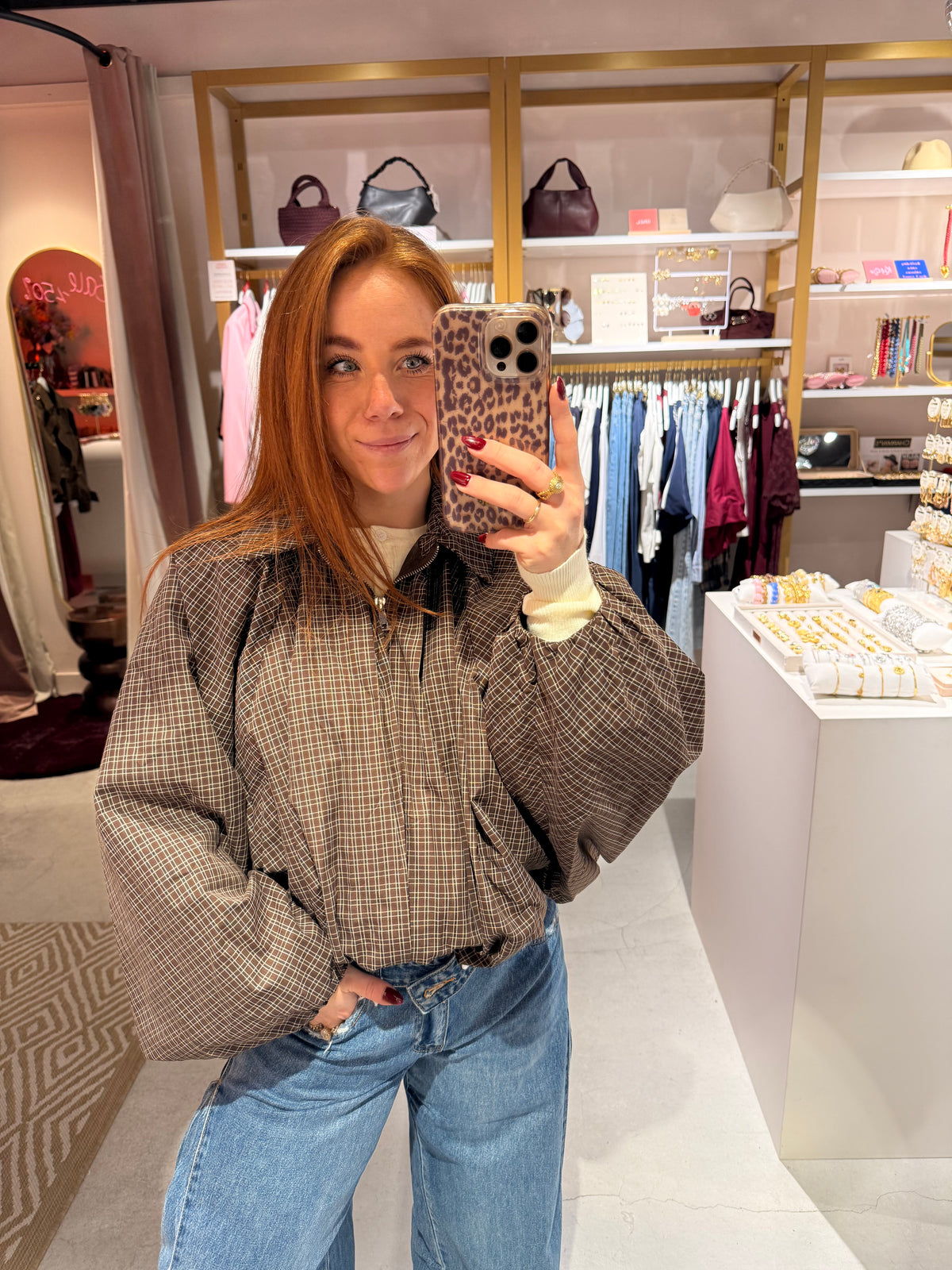 Check jacket brown