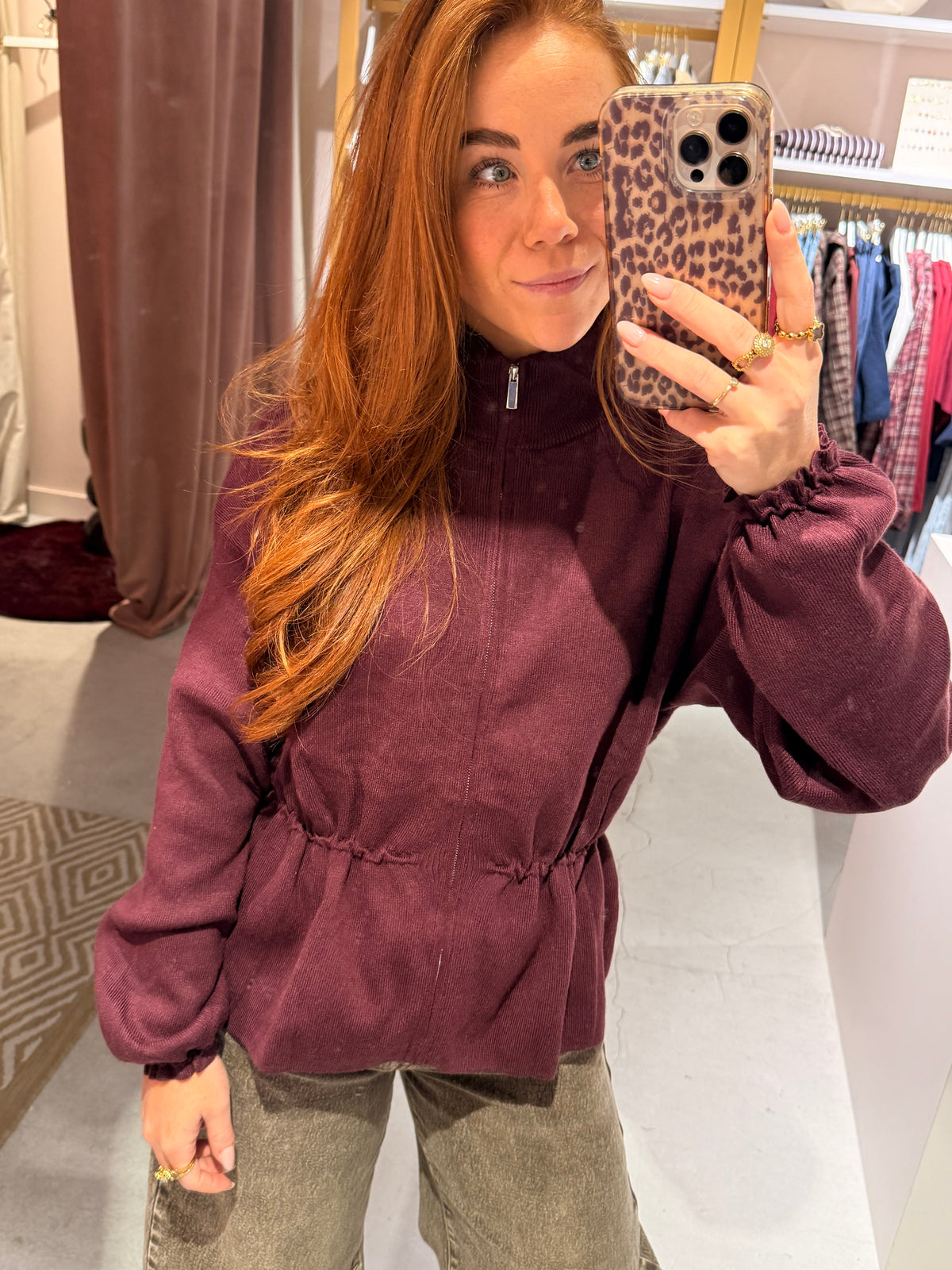 Zip cardigan bordeaux