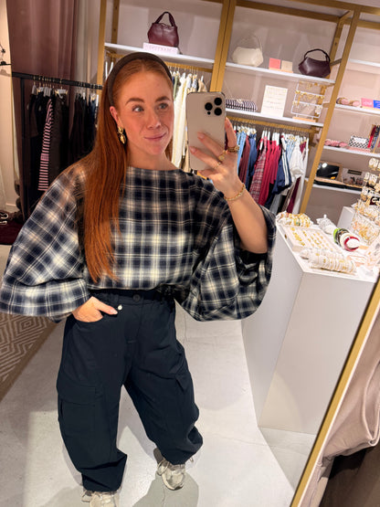 Top Annemarie check navy