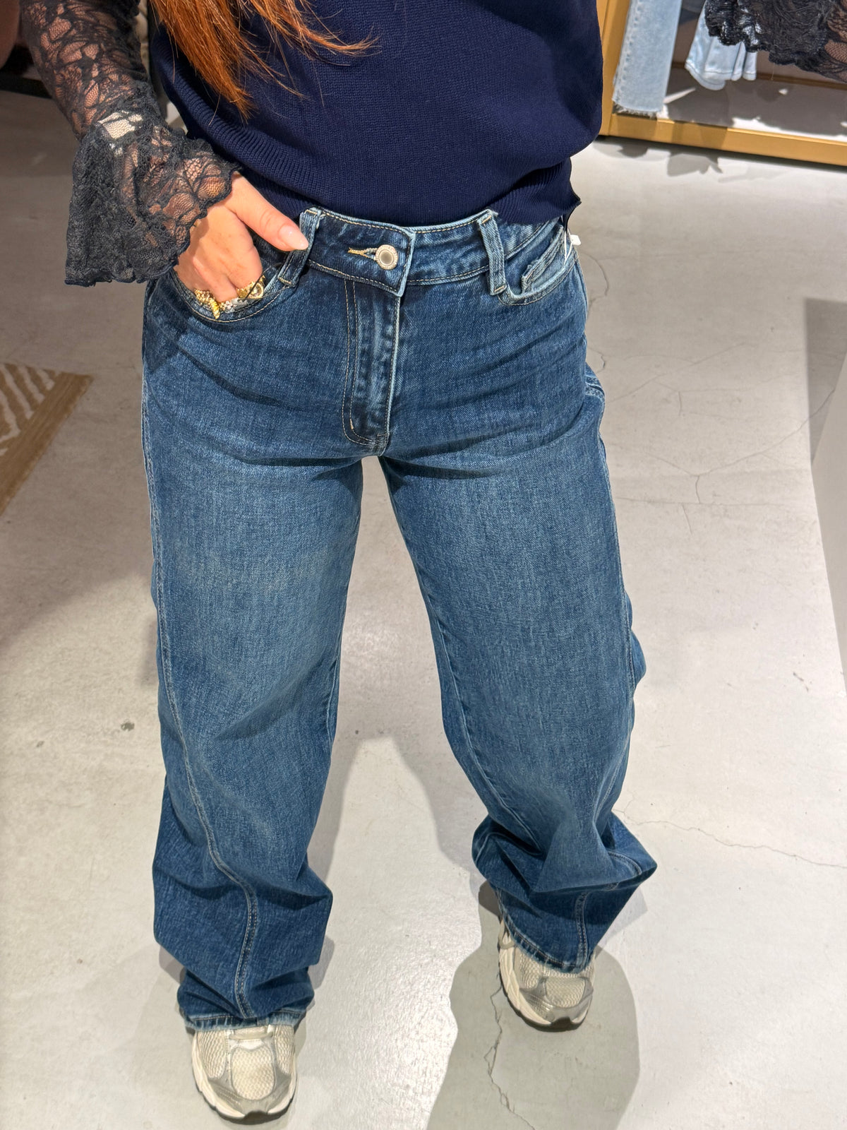 Straight jeans darkblue contour