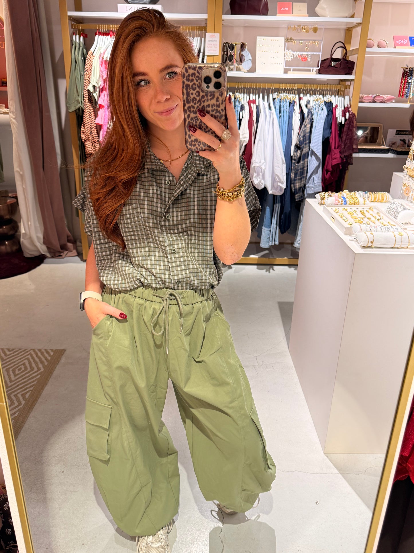 Check blouse green