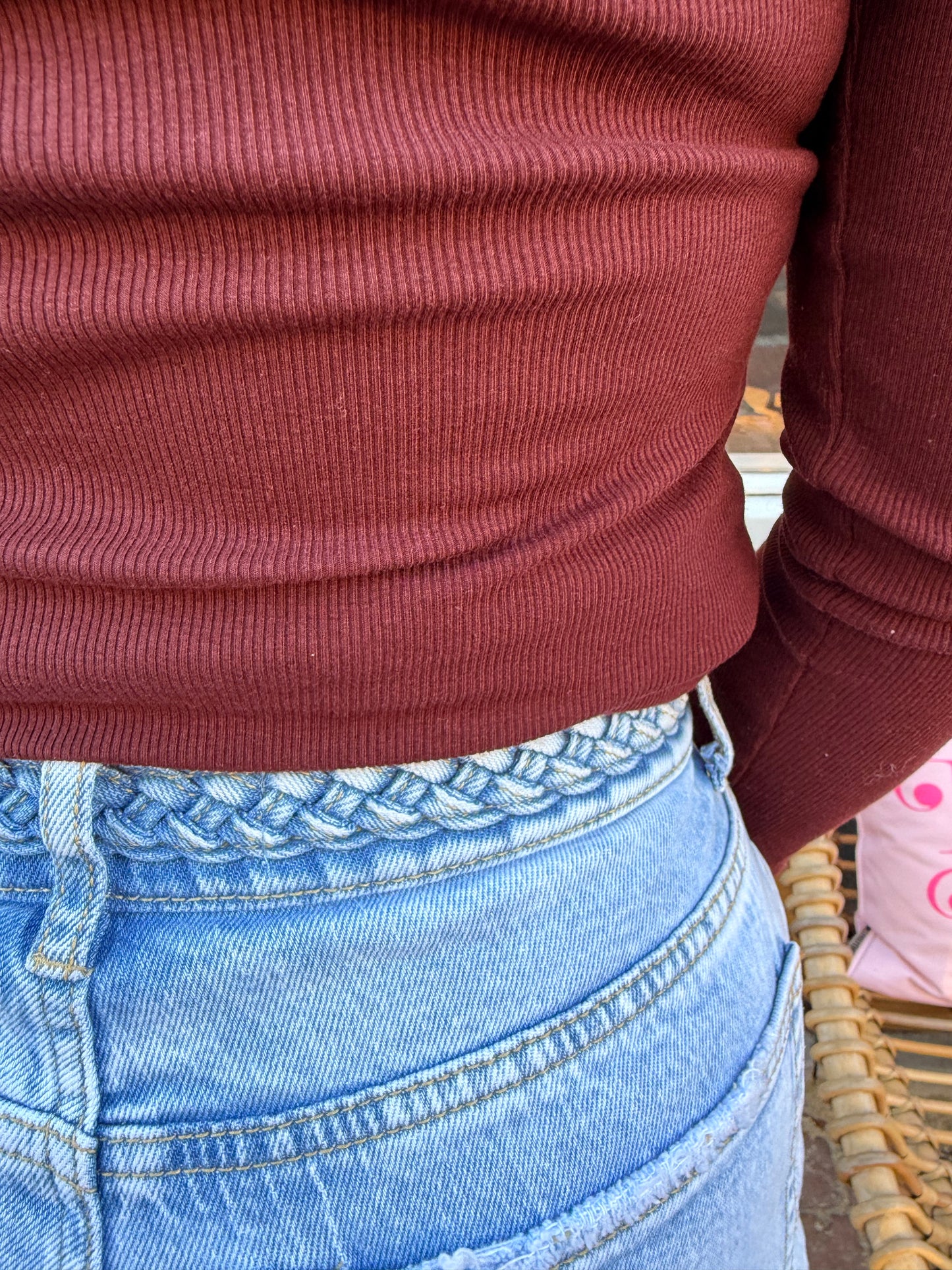 Braid wide leg jeans