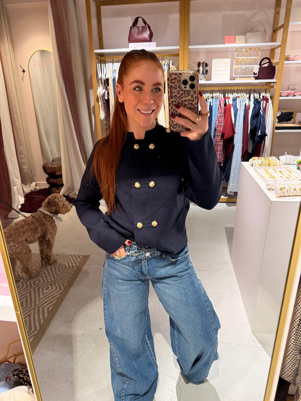 Military cardigan navy