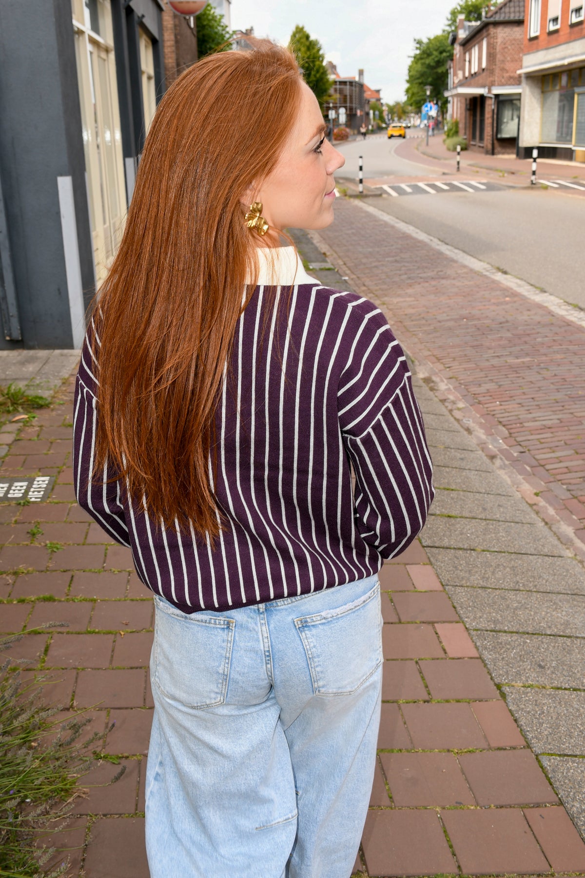 Stripe sweat burgundy