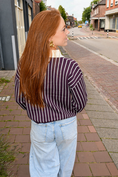 Stripe sweat burgundy