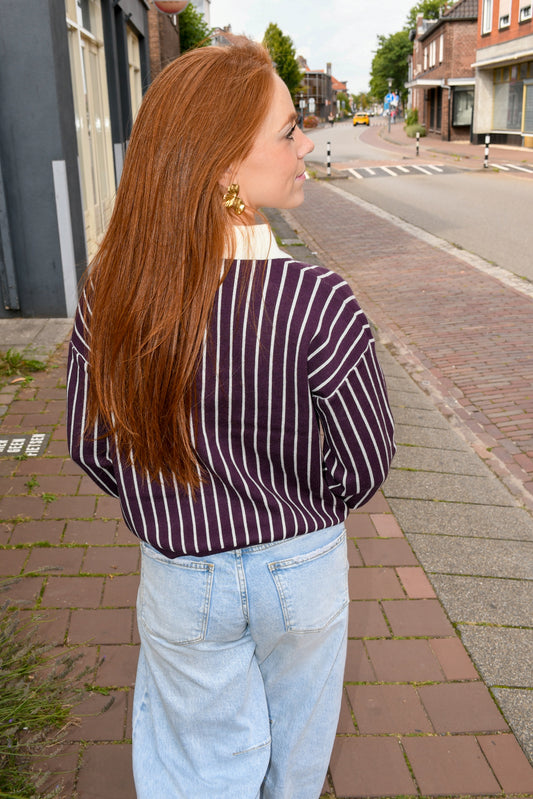 Stripe sweat burgundy