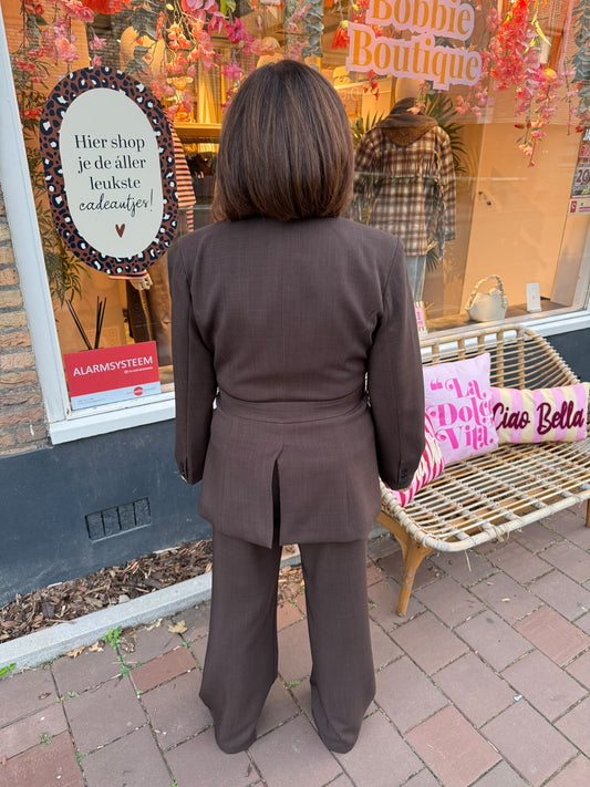 Bow blazer brown